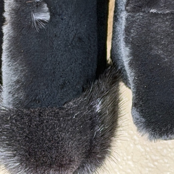 Christia Alta Moda Reversible Sheared Mink Fur Jacket Black Grooved Plucked - Picture 3 of 10